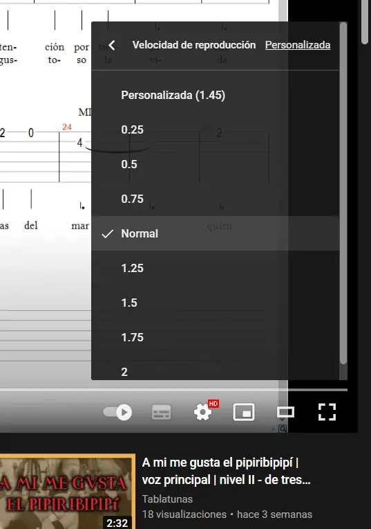 Opciones de velocidad